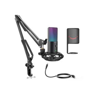 RGB, USB MIKROFONIPAKETT KOOS KÄSIPUU STATIIVI JA ŠOKIKINNITUSEGA STREAMING FIFINE T669 PRO JAOKS